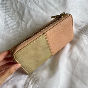 Pink Leather Suede Wallet